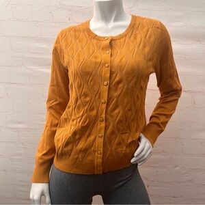 Bellíssima USA Orange Knit Kutton Down Sweater size M